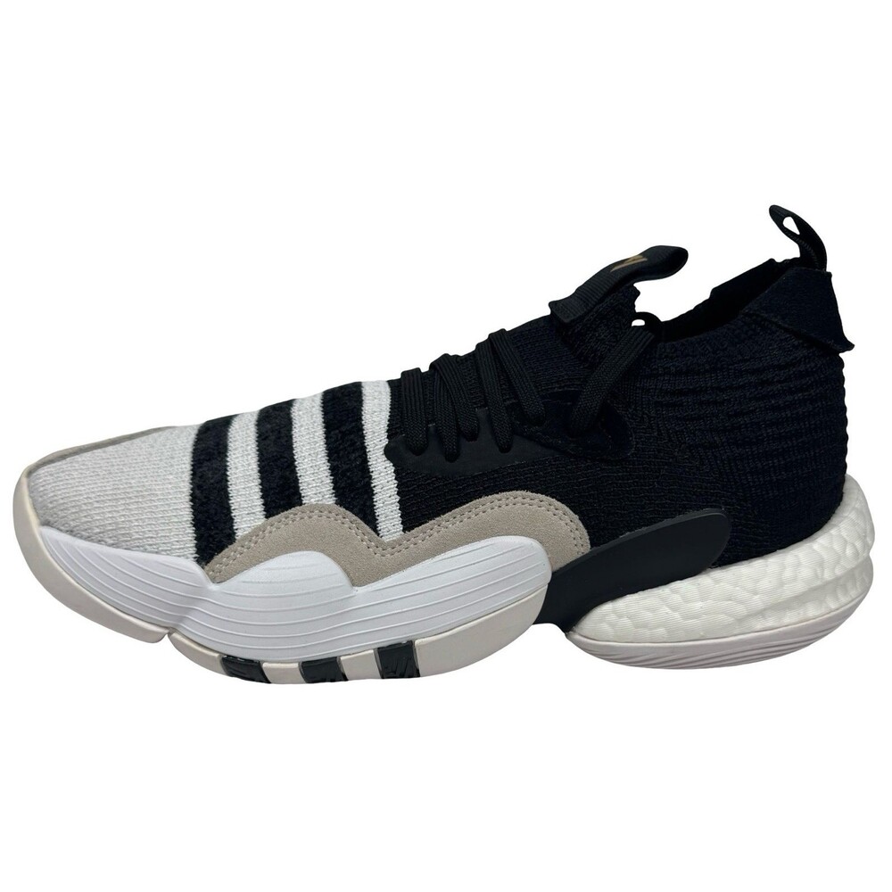 Adidas Mens Size 9.5 Sneakers Trae Young 2.0 Basketball Knit Upper Black/White